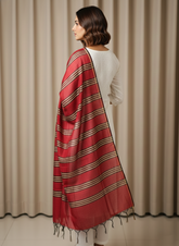 Red Banarasi Cotton Check Dupatta