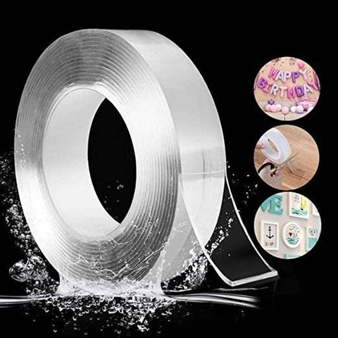 Tirupati Cart Transparent Double Sided Nano Tape | Heavy Duty Washable & Reusable Gel Adhesive Tape for Wall Mounting, Home, Kitchen, Office & Car | Strong No-Drill Multi-Purpose Tape