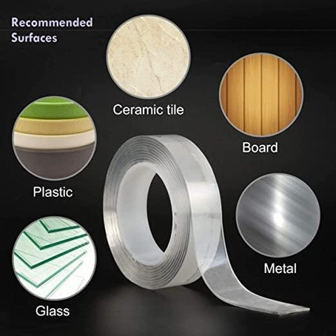 Tirupati Cart Transparent Double Sided Nano Tape | Heavy Duty Washable & Reusable Gel Adhesive Tape for Wall Mounting, Home, Kitchen, Office & Car | Strong No-Drill Multi-Purpose Tape