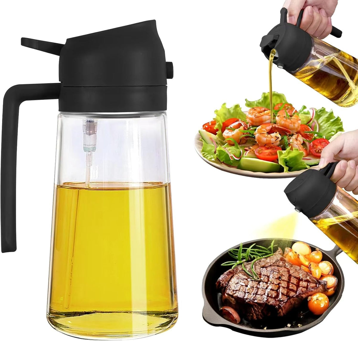 TIRUPATI CART Oil Dispenser Bottle, Oil Spray Bottle for Cooking, Oil Sprayer for Air Fryer, Oil and Vinegar Pourer and sprayer bottle, Kitchen Oil Bottle | 500ml