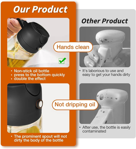 TIRUPATI CART Oil Dispenser Bottle, Oil Spray Bottle for Cooking, Oil Sprayer for Air Fryer, Oil and Vinegar Pourer and sprayer bottle, Kitchen Oil Bottle | 500ml