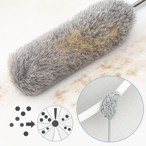 Microfiber Feather Duster — 100 in Extra-Long Telescopic Handle, Bendable Head for High Ceilings, Fans & Blinds