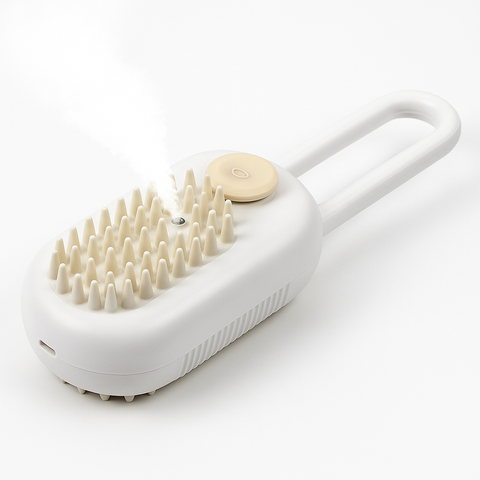 Electric Pet Steam Massage Brush – USB Rechargeable Dog & Cat Grooming Comb with Hair Removal, 180° Rotating Handle, Water Mist Function