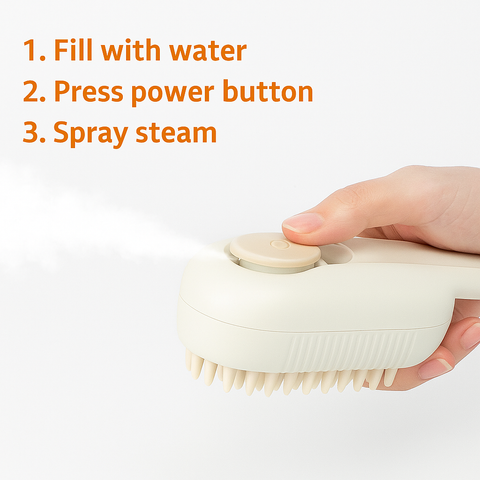 Electric Pet Steam Massage Brush – USB Rechargeable Dog & Cat Grooming Comb with Hair Removal, 180° Rotating Handle, Water Mist Function