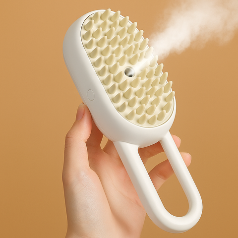 Electric Pet Steam Massage Brush – USB Rechargeable Dog & Cat Grooming Comb with Hair Removal, 180° Rotating Handle, Water Mist Function