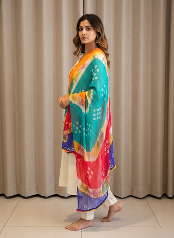 Nazneen Chiffon Multicolor Bandhani Dupatta