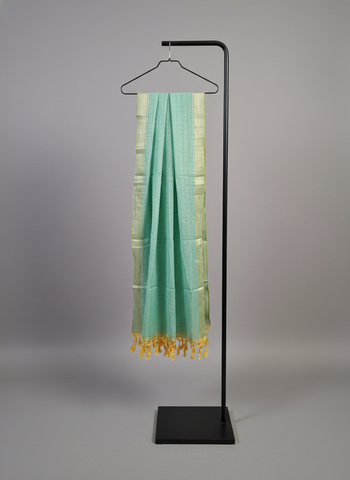 Seafoam Green & Gold Tissue Banarasi Silk Dupatta with Tassels