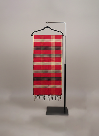 Red Banarasi Cotton Check Dupatta