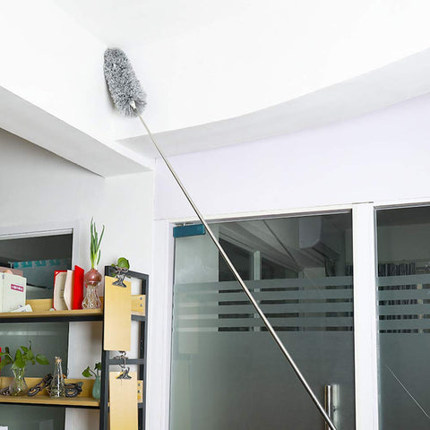 Microfiber Feather Duster — 100 in Extra-Long Telescopic Handle, Bendable Head for High Ceilings, Fans & Blinds