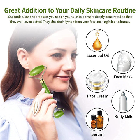 Tirupati Cart Jade Roller and Gua Sha Set for Glowing, Youthful Skin.