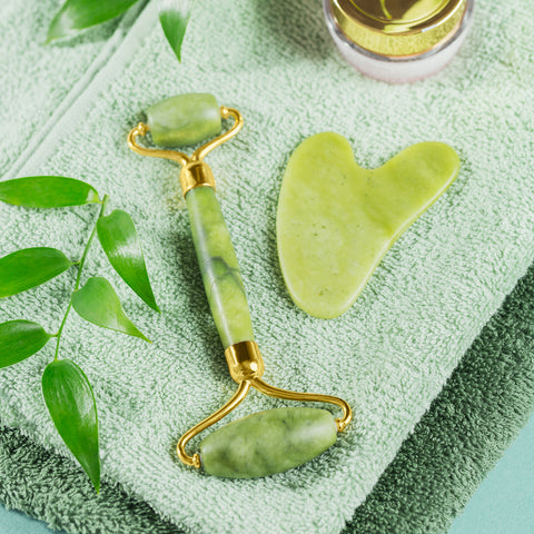 Tirupati Cart Jade Roller and Gua Sha Set for Glowing, Youthful Skin.